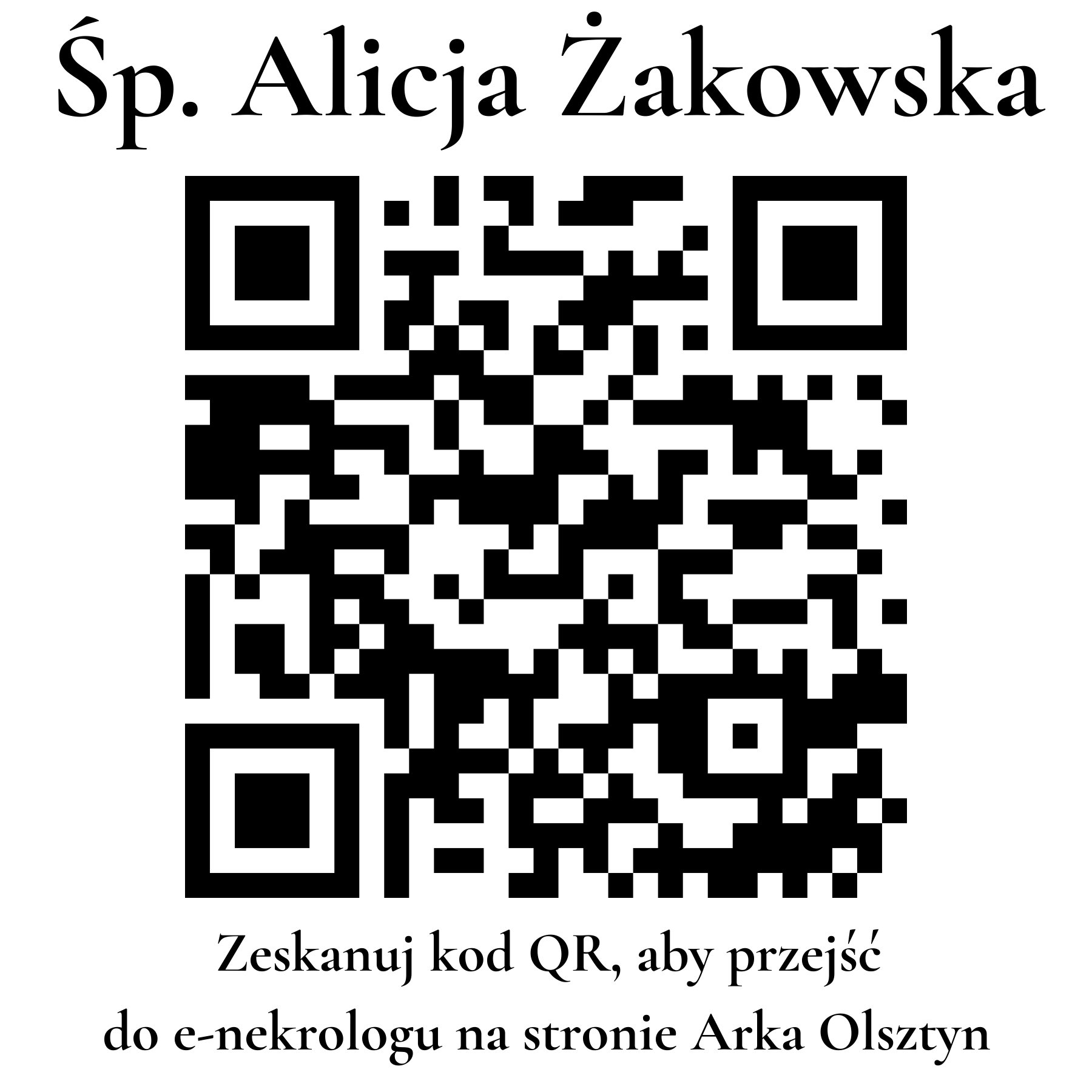 Kod QR do nekrologu Alicja Żakowska
