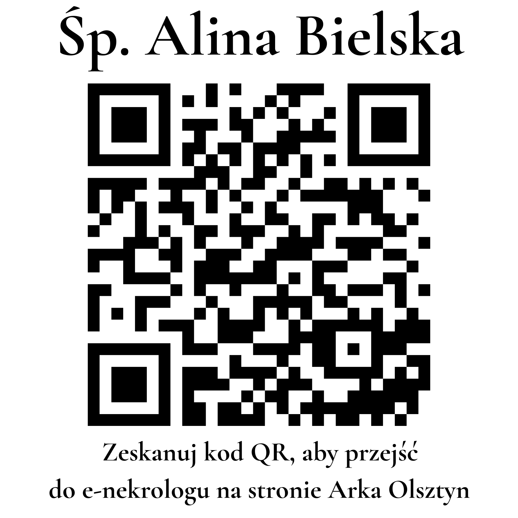 Kod QR do nekrologu Alina Bielska