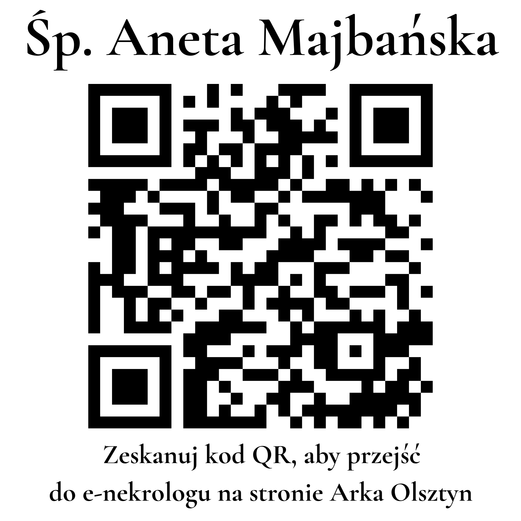 Kod QR do nekrologu Aneta Majbańska