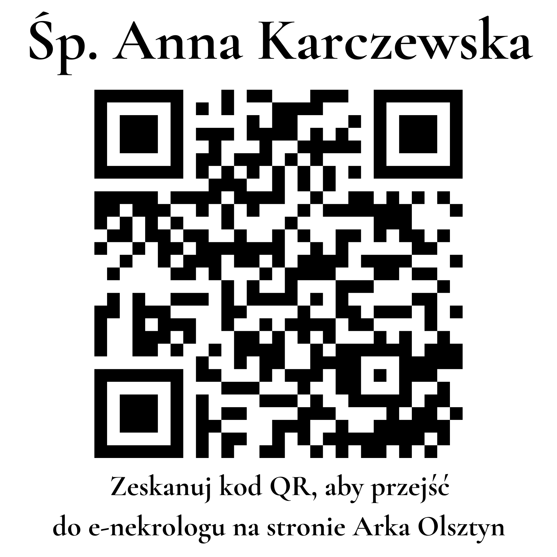 Kod QR do nekrologu Anna Karczewska