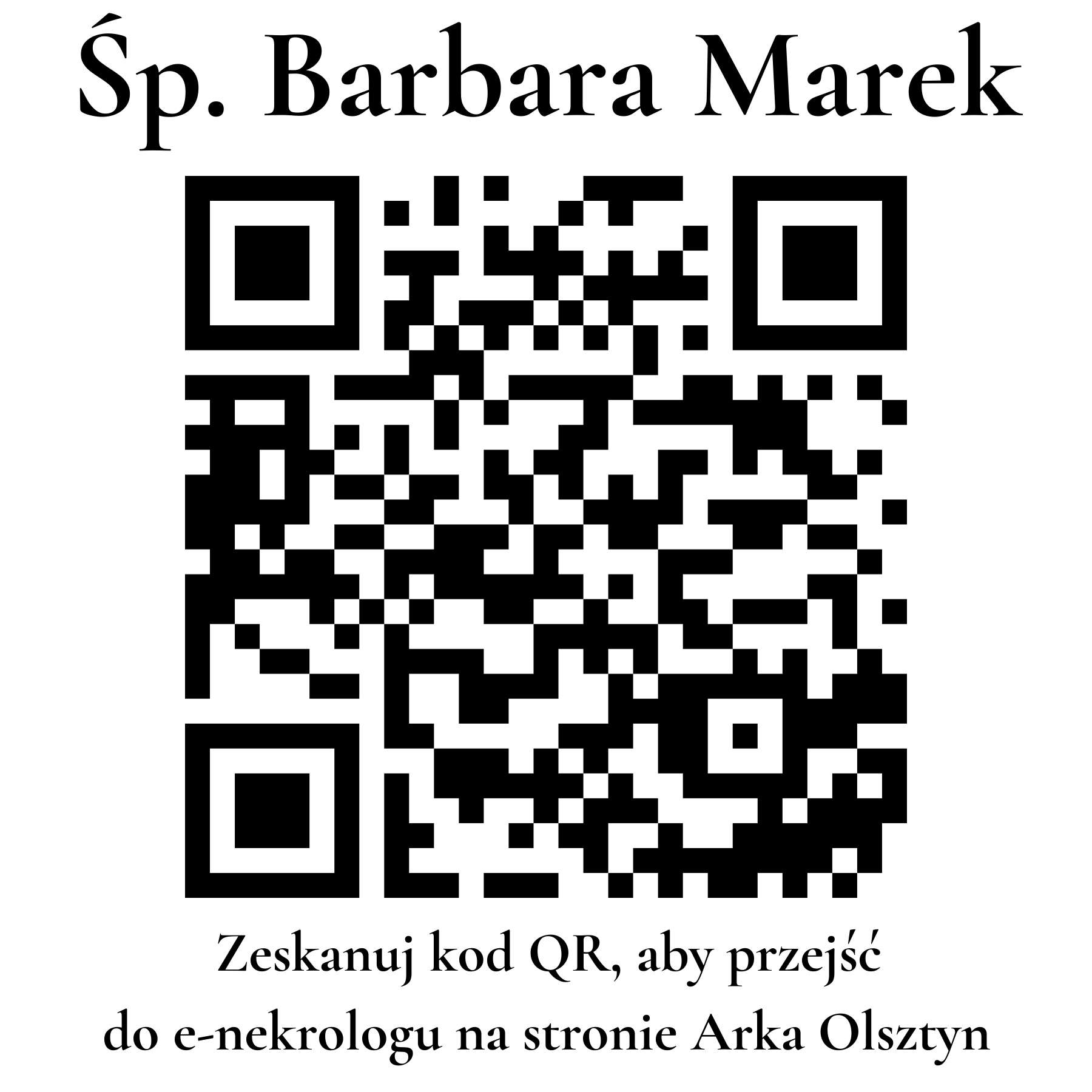 Kod QR do nekrologu Barbara Marek