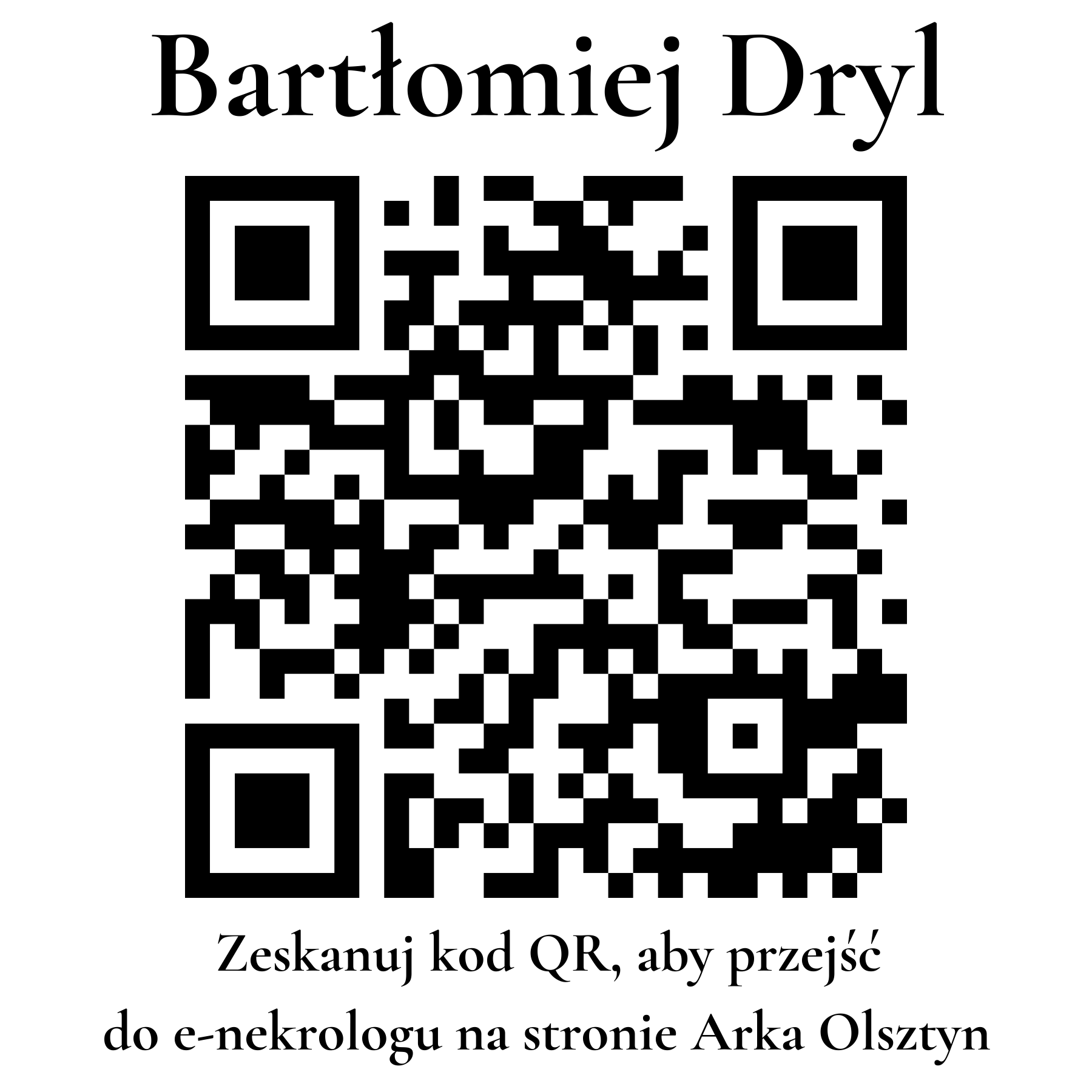 Kod QR do nekrologu Bartłomiej Dryl