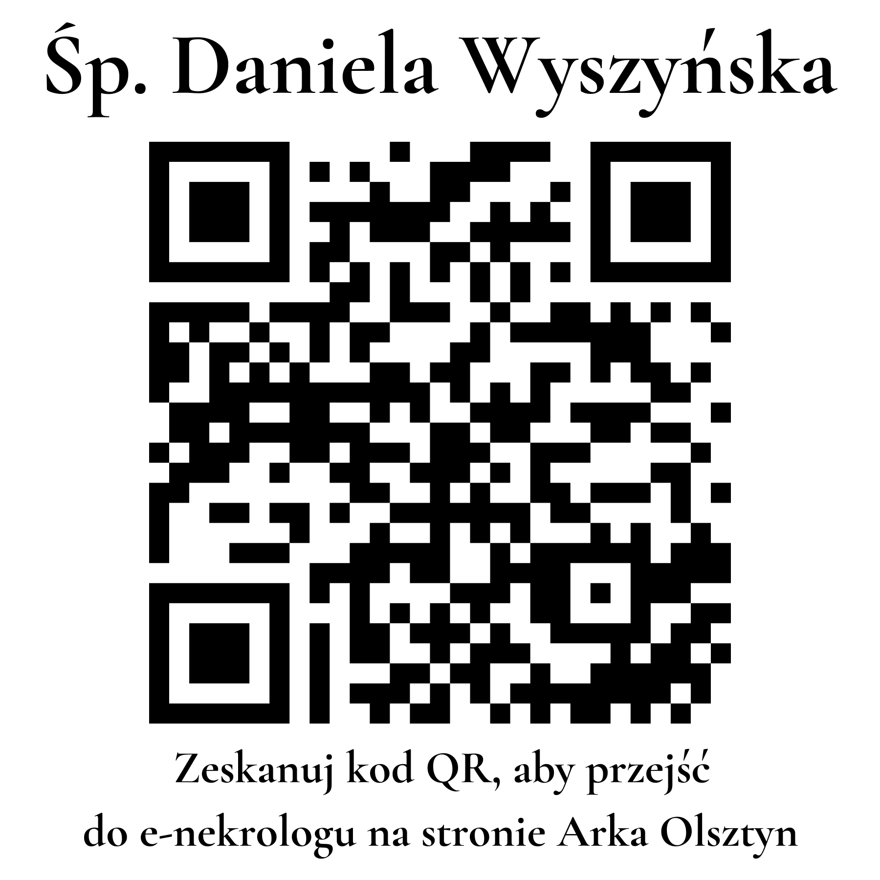 Kod QR do nekrologu Daniela Wyszyńska