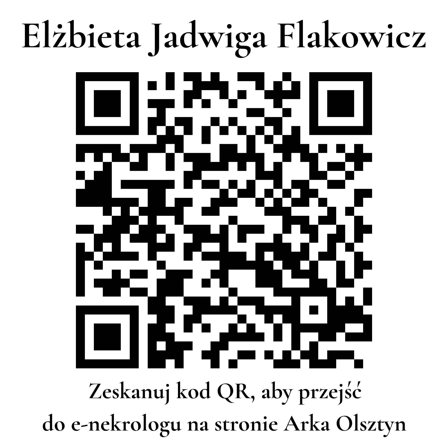 Kod QR do nekrologu Elżbieta Jadwiga Flakowicz