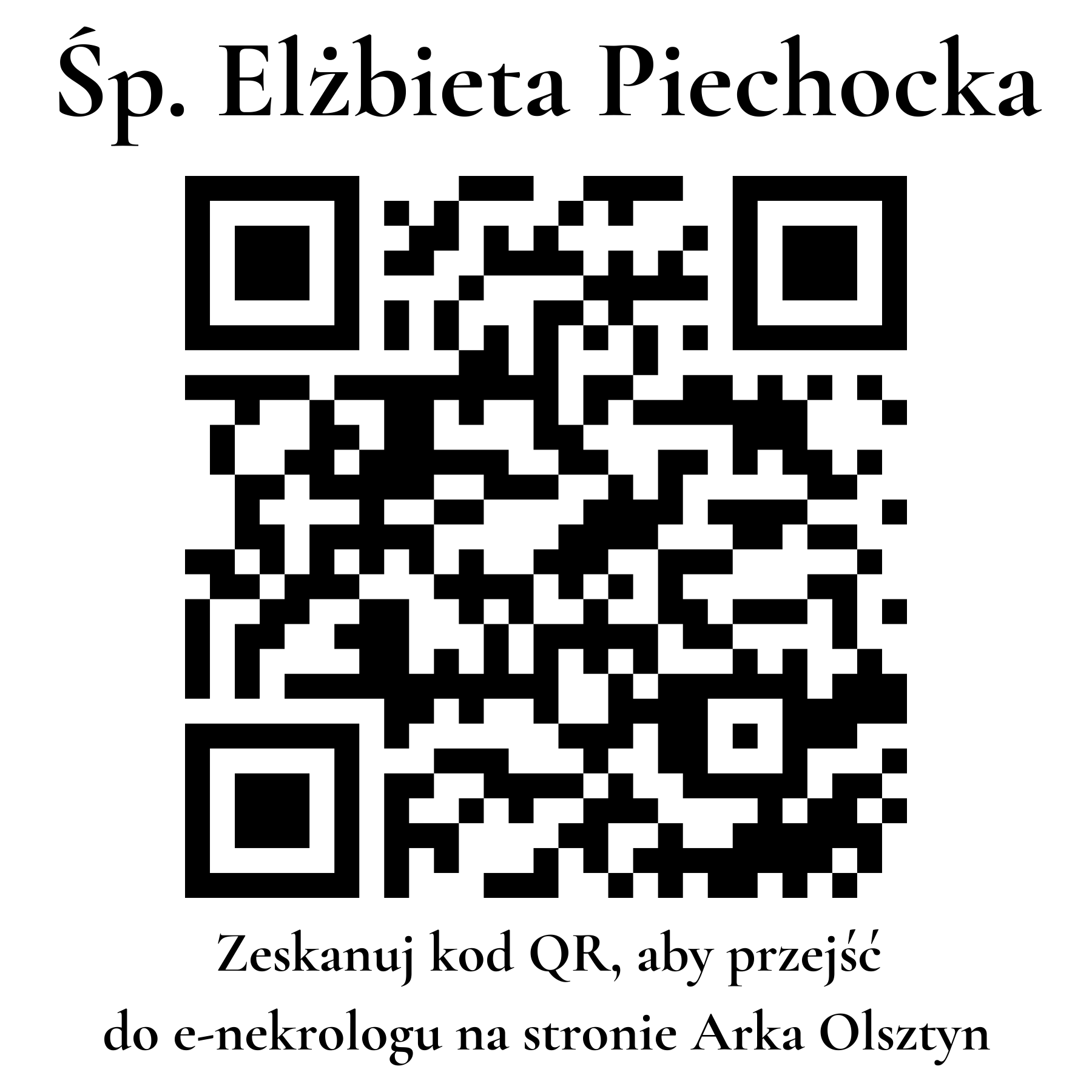 Kod QR do nekrologu Elżbieta Piechocka