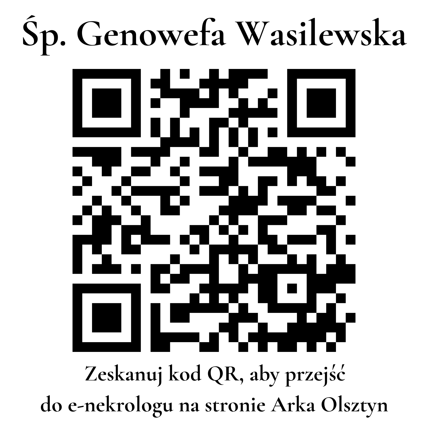 Kod QR do nekrologu Genowefa Wasilewska