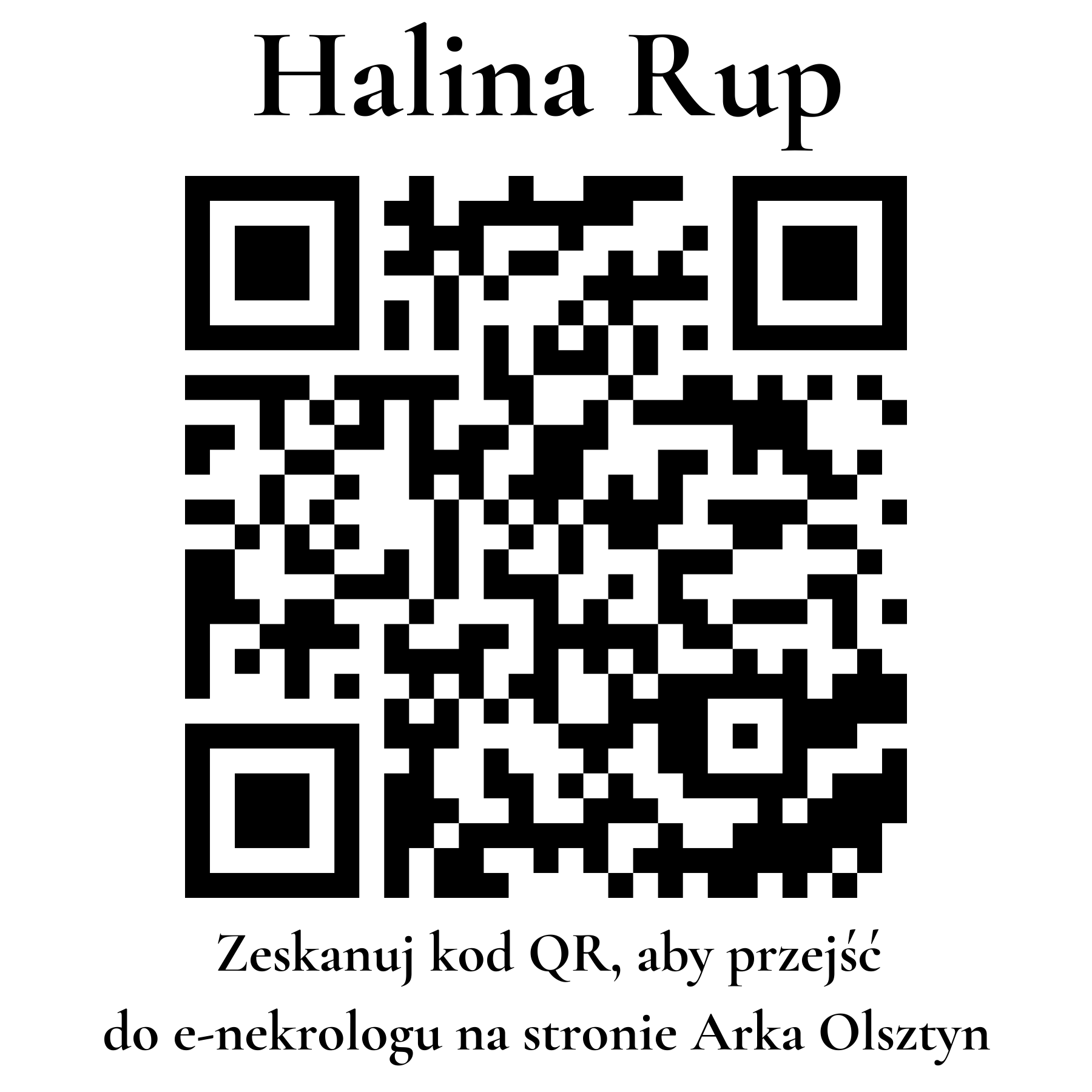 Kod QR do nekrologu Halina Rup