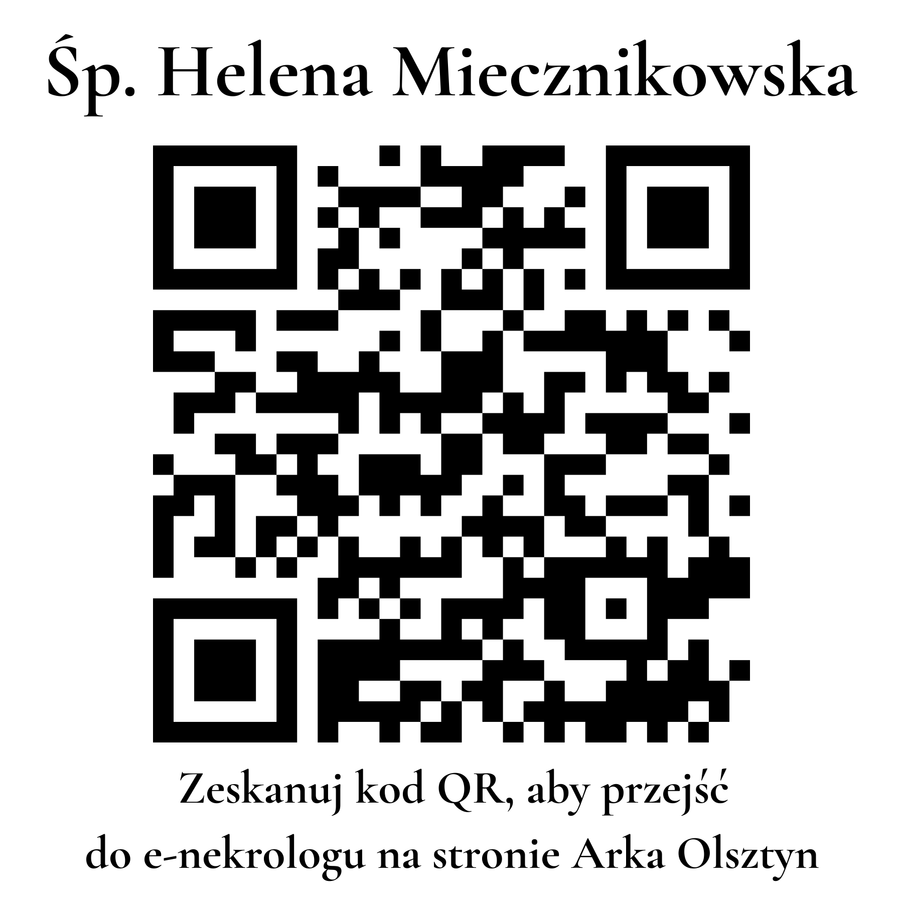 Kod QR do nekrologu Helena Miecznikowska