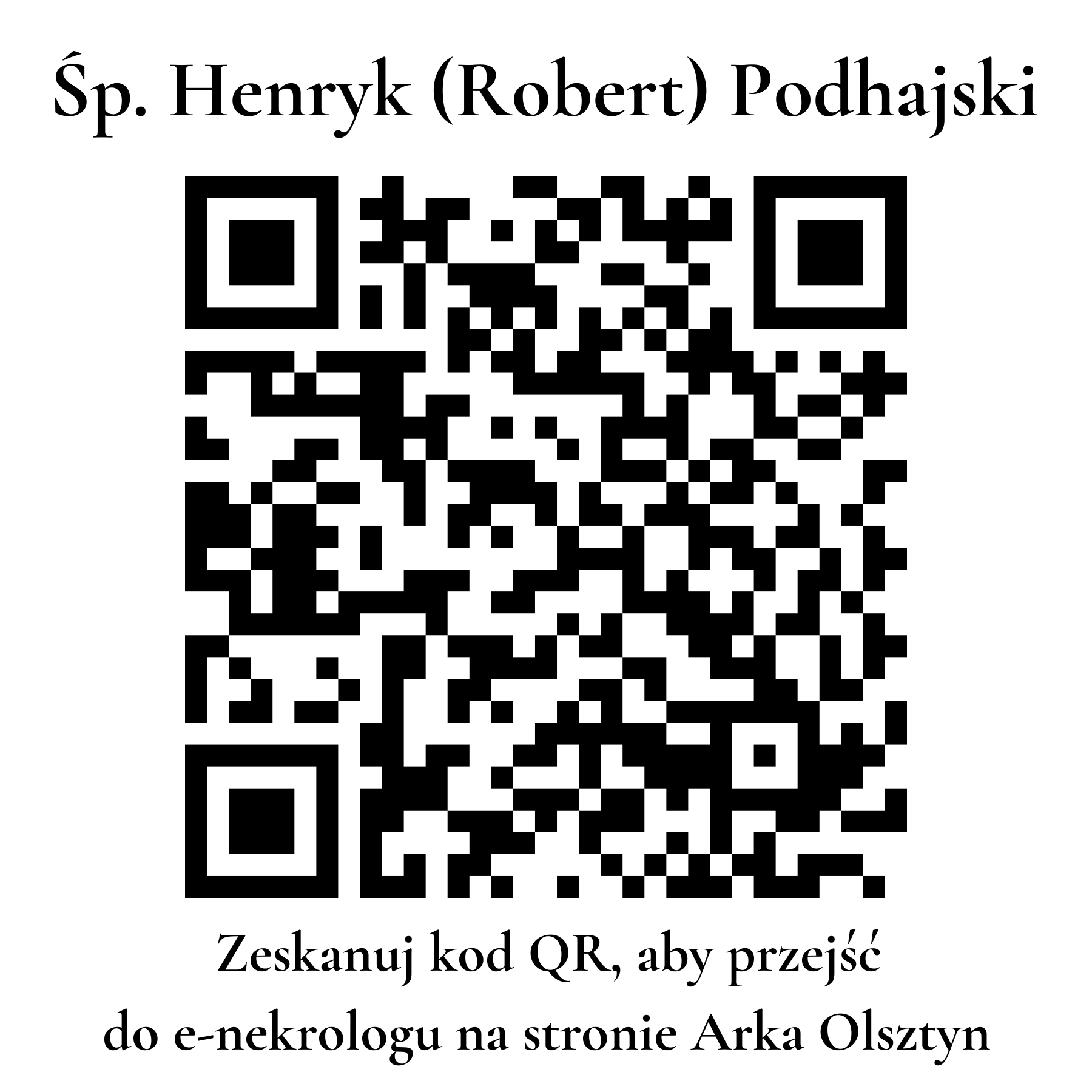 Kod QR do nekrologu Henryk (Robert) Podhajski