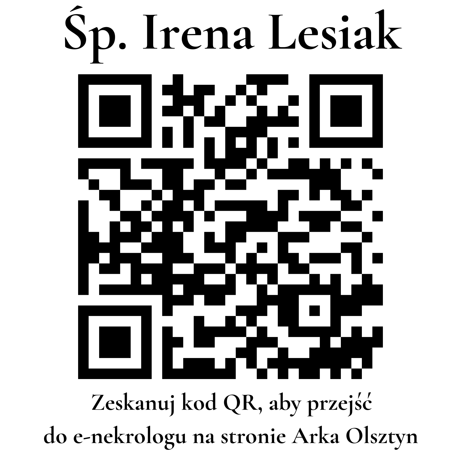 Kod QR do nekrologu Irena Lesiak