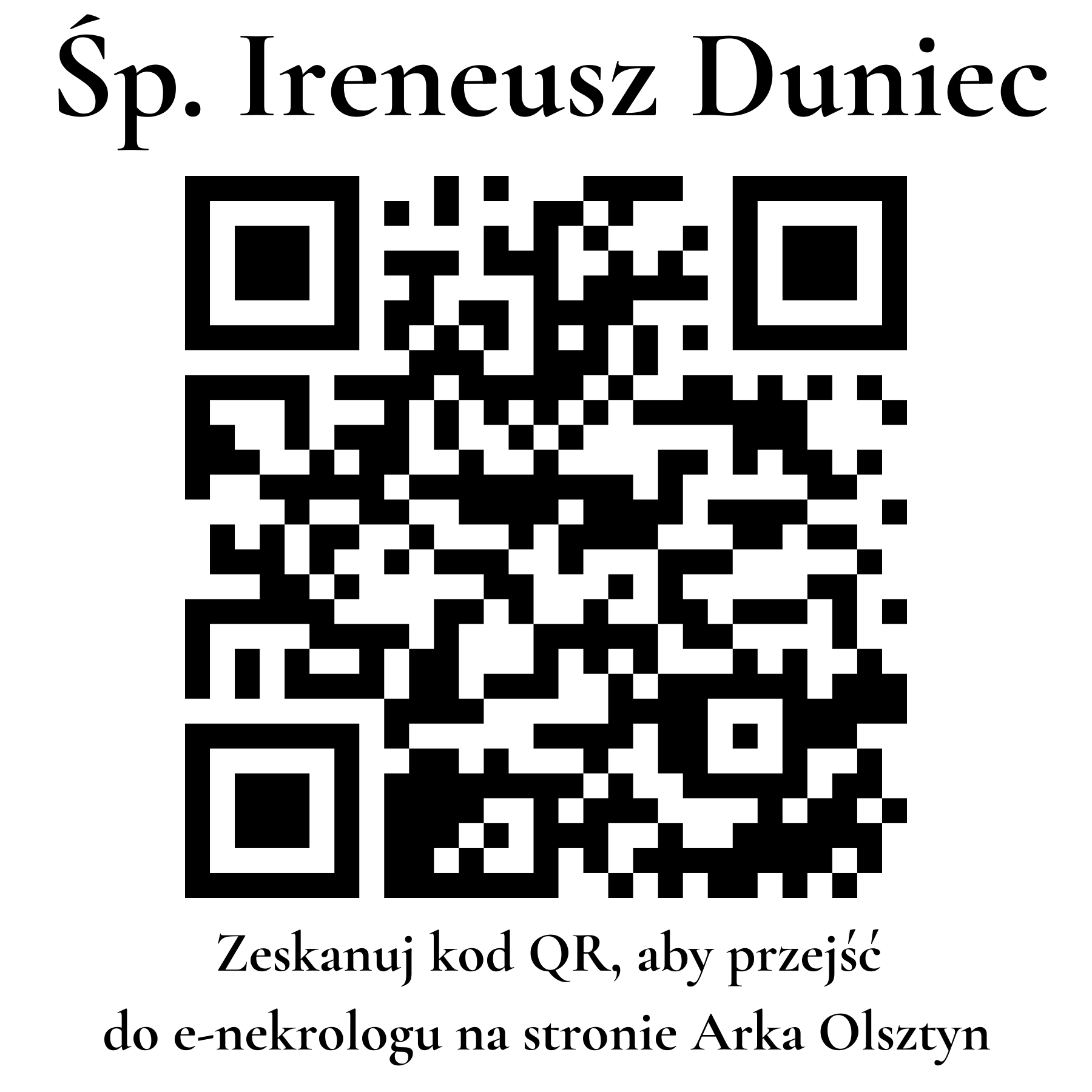 Kod QR do nekrologu Ireneusz Duniec