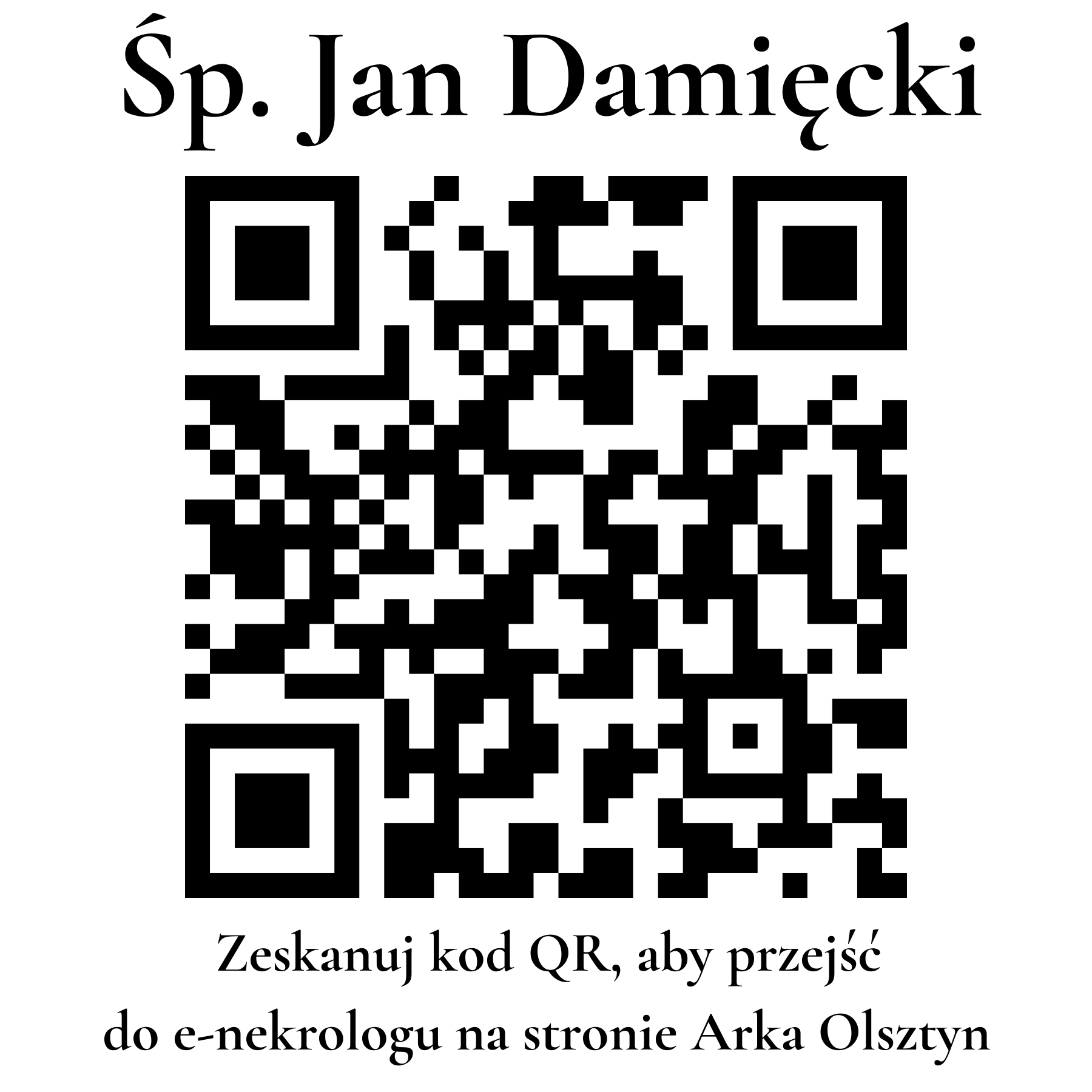 Kod QR do nekrologu Jan Damięcki