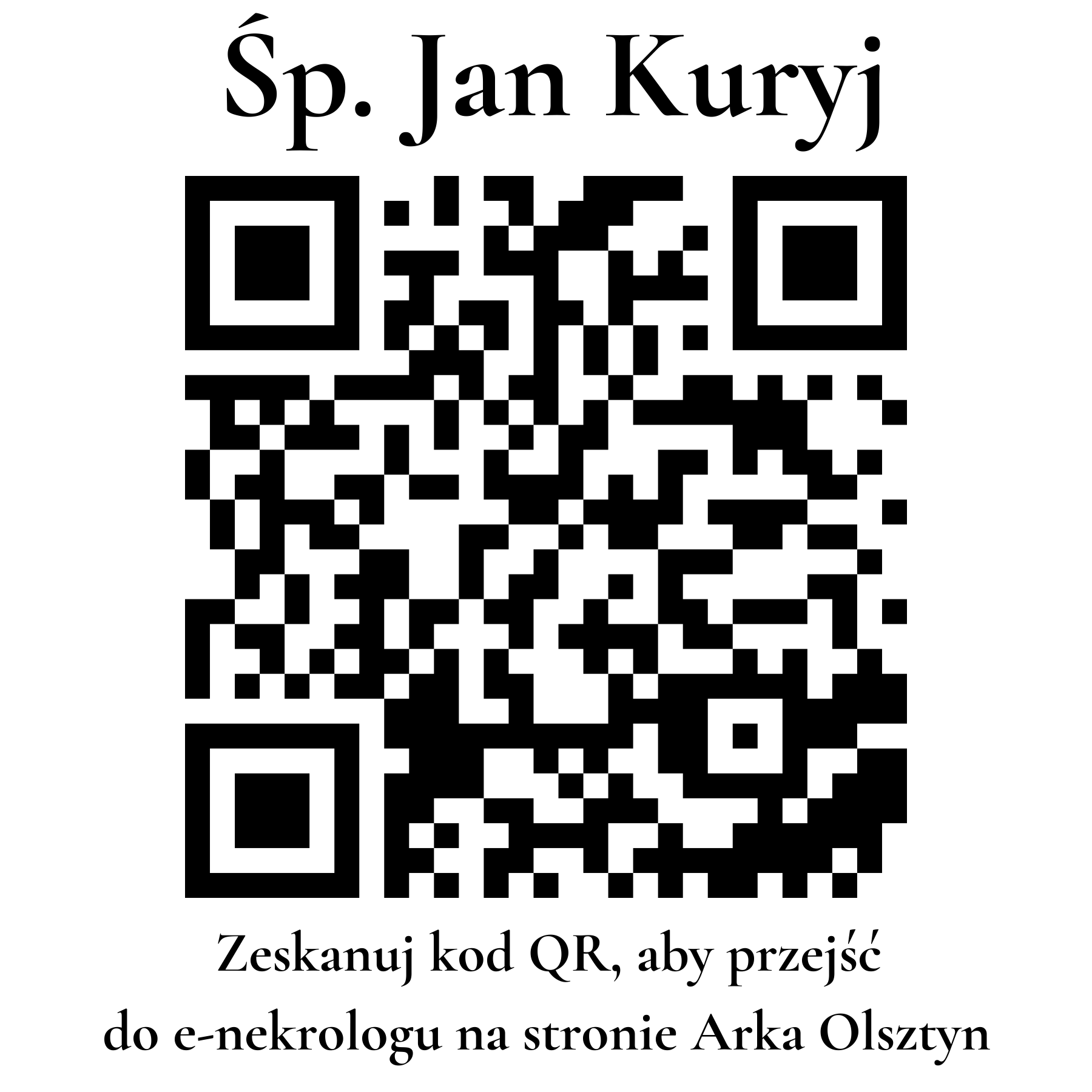 Kod QR do nekrologu Jan Kuryj