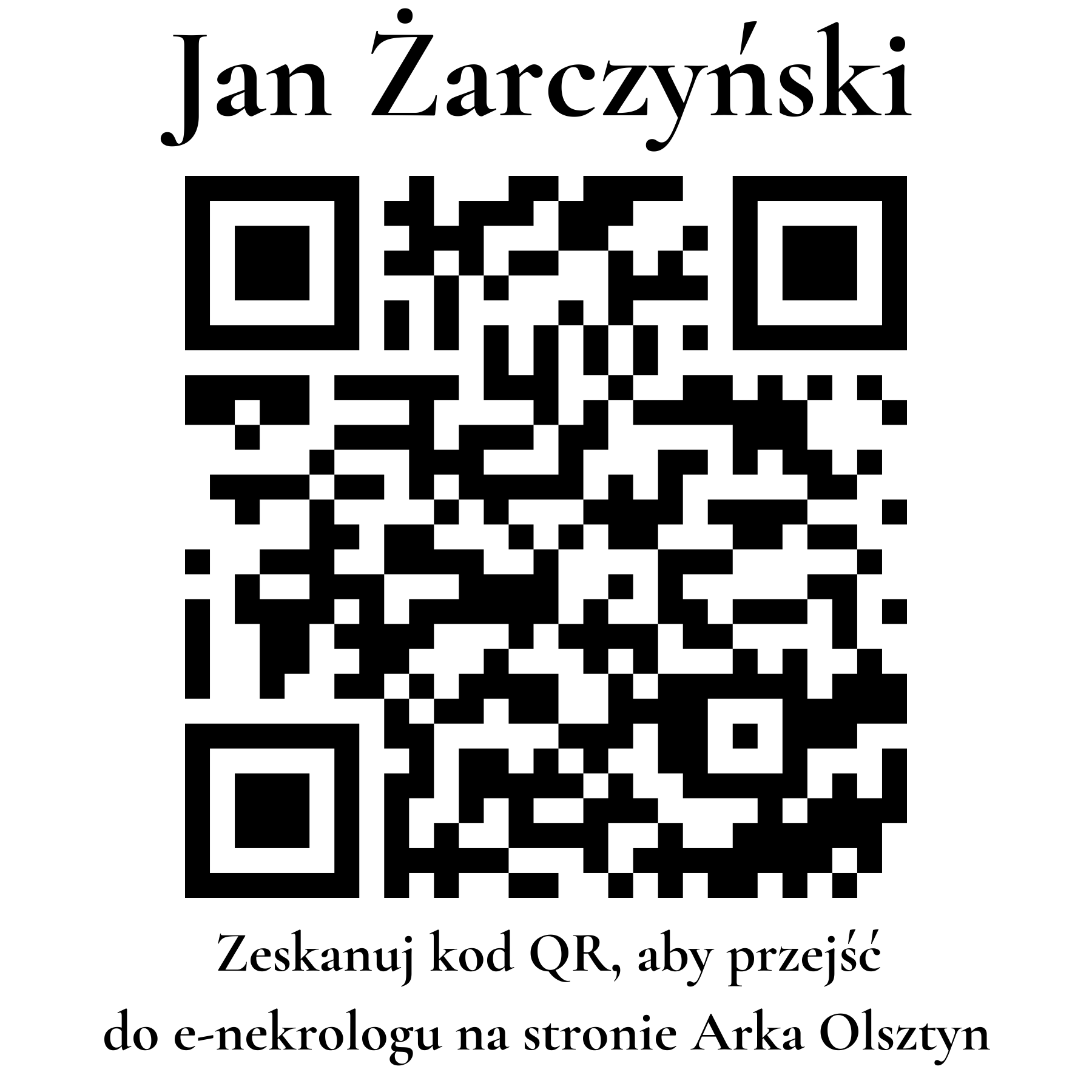 Kod QR do nekrologu Jan Żarczyński