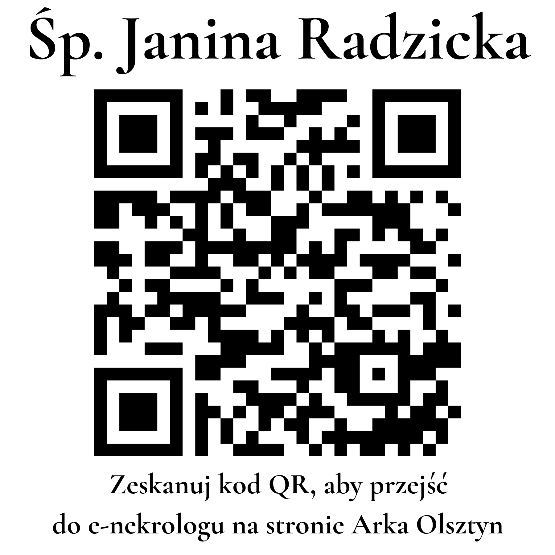 Kod QR do nekrologu Janina Radzicka