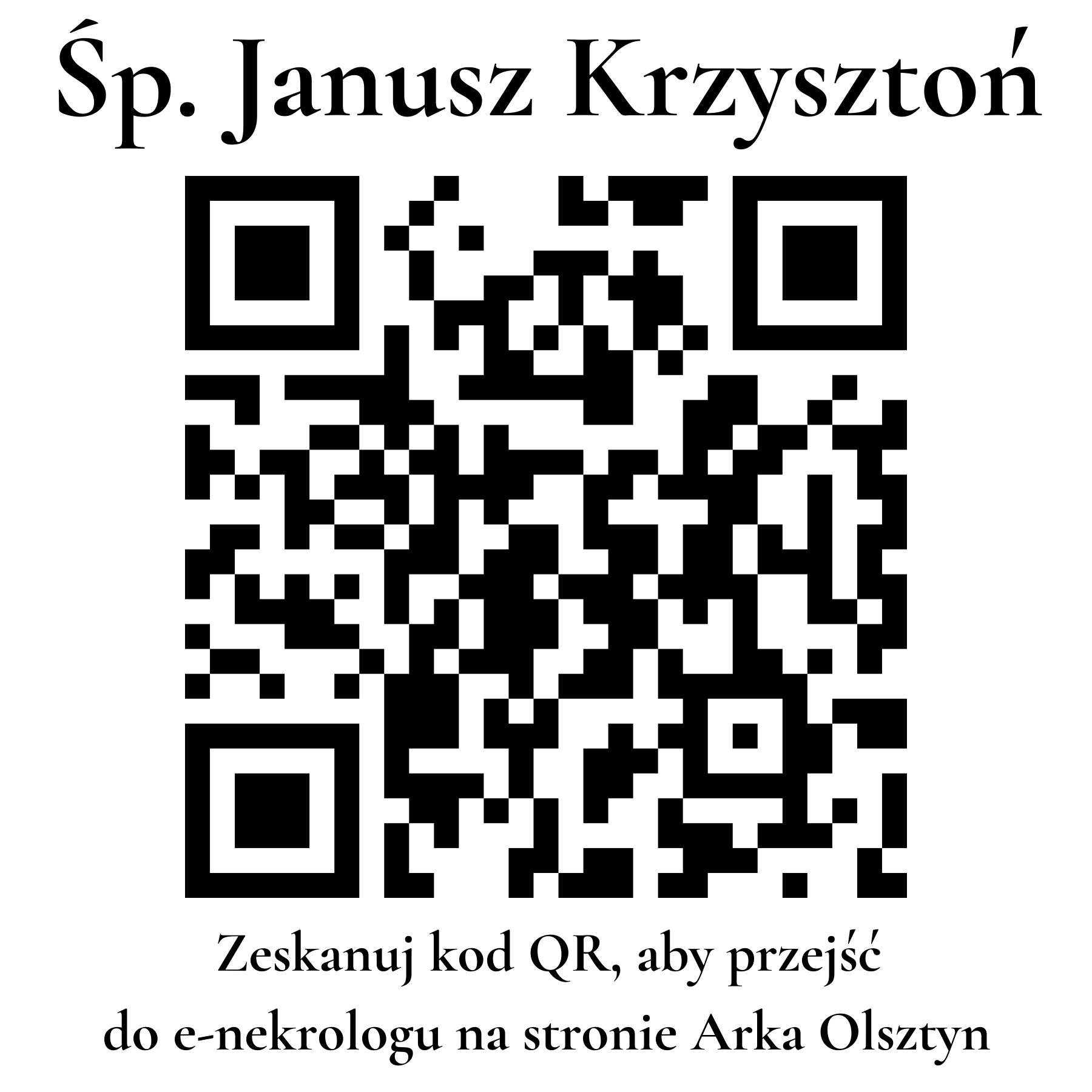 Kod QR do nekrologu Janusz Krzysztoń