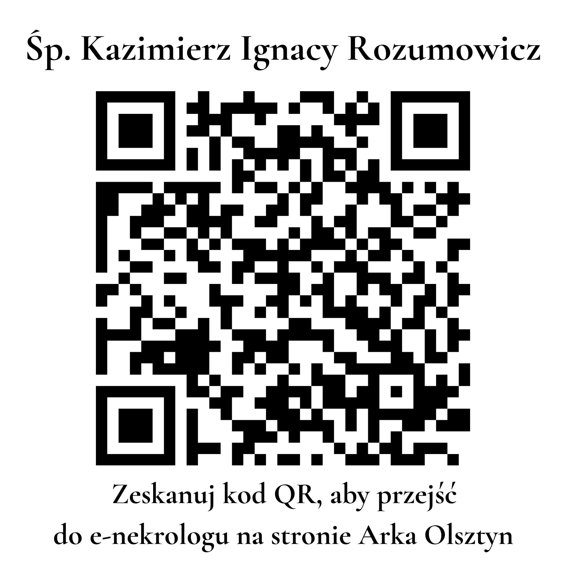 Kod QR do nekrologu Kazimierz Ignacy Rozumowicz