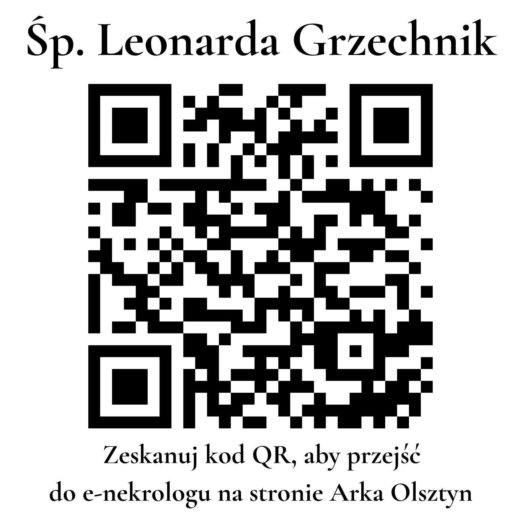 Kod QR do nekrologu Leonarda Grzechnik