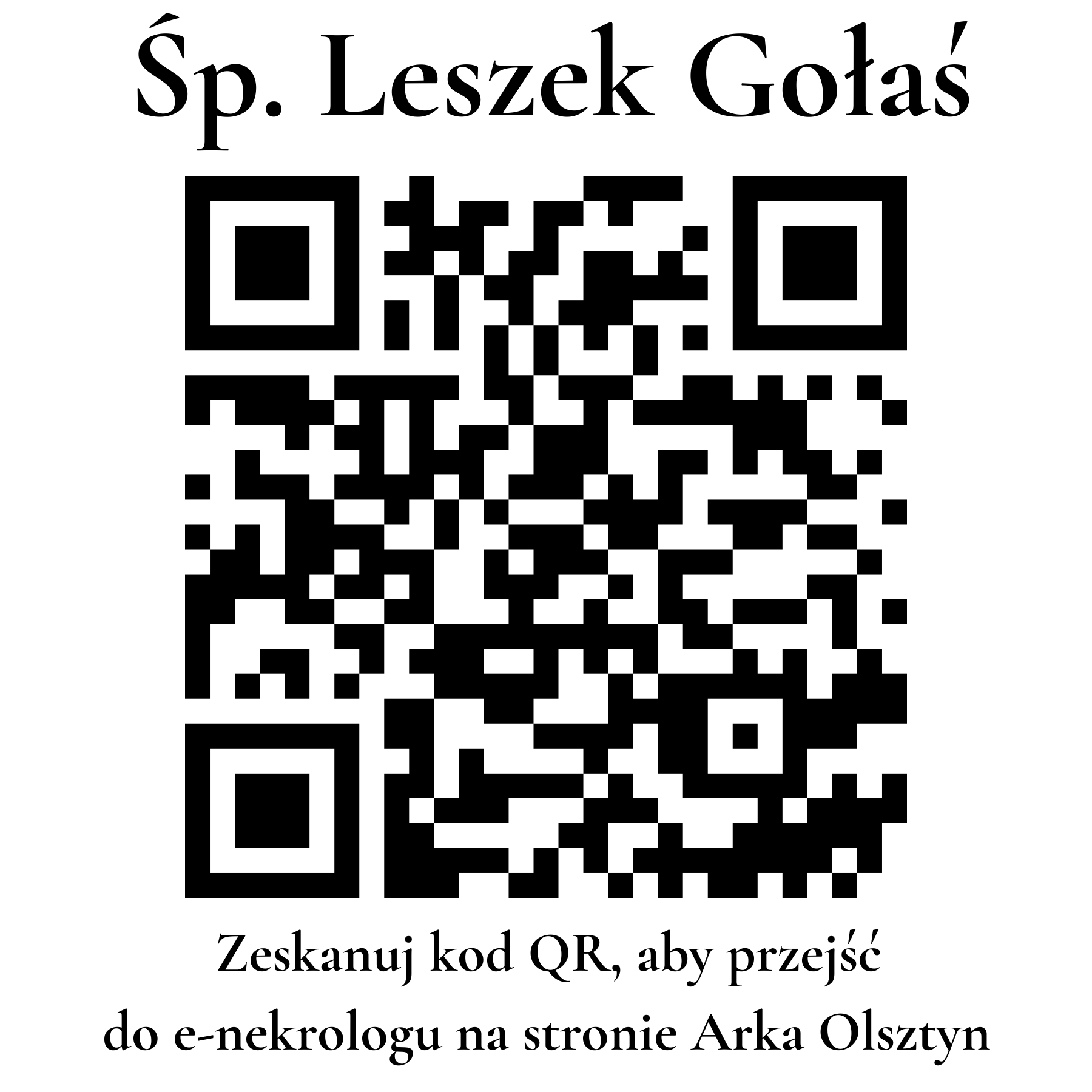 Kod QR do nekrologu Leszek Gołaś