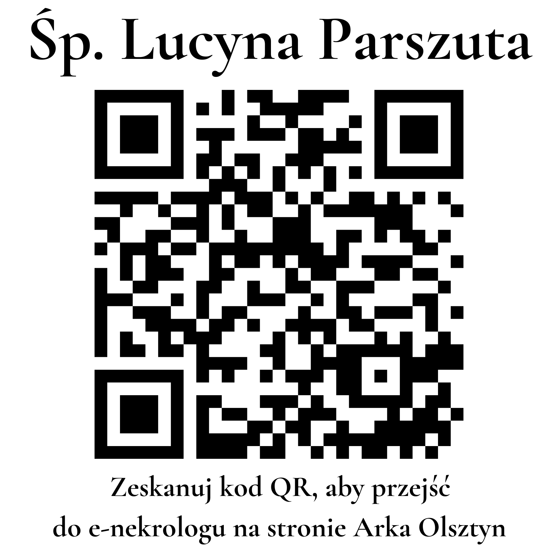 Kod QR do nekrologu Lucyna Parszuta