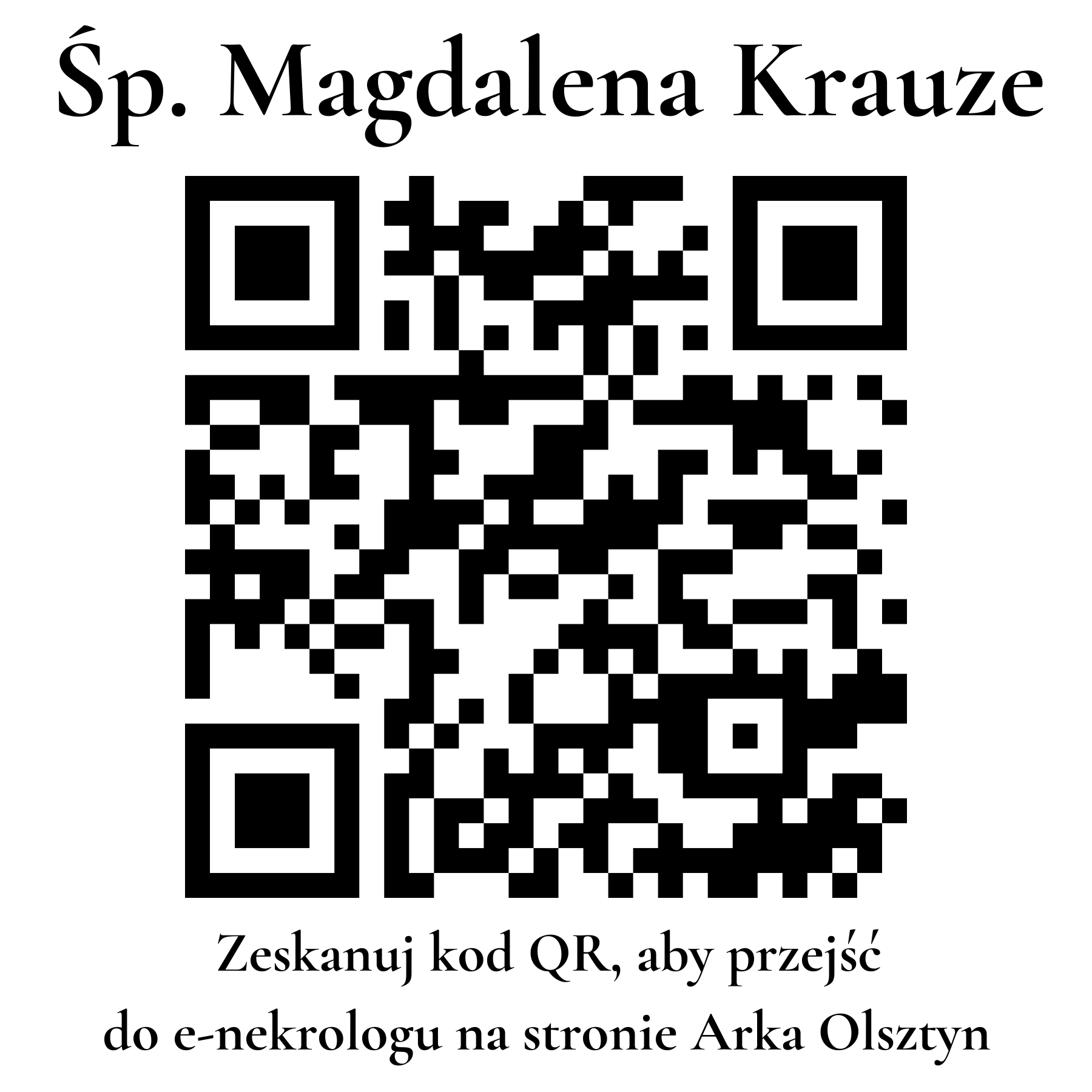 Kod QR do nekrologu Magdalena Krauze
