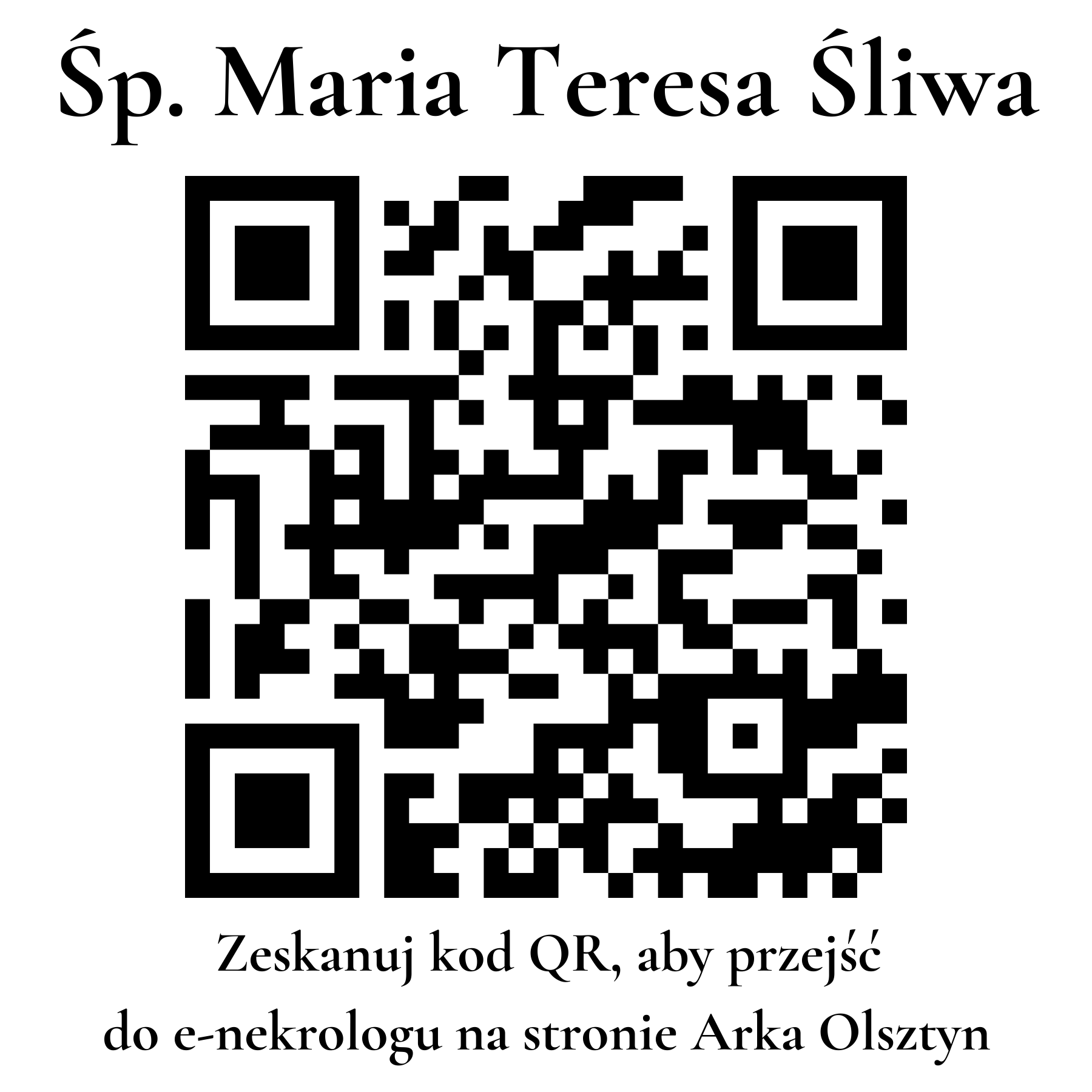 Kod QR do nekrologu Maria Teresa Śliwa