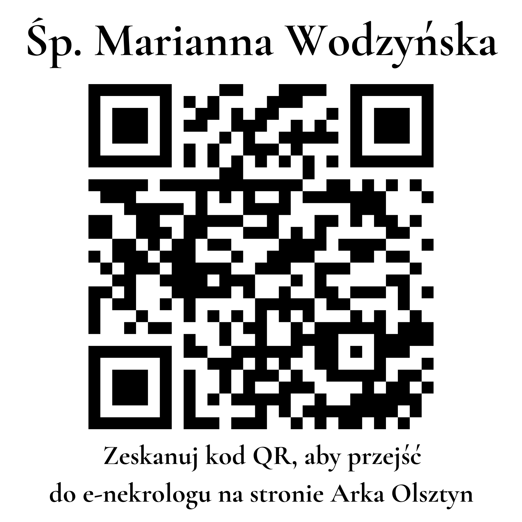 Kod QR do nekrologu Marianna Wodzyńska