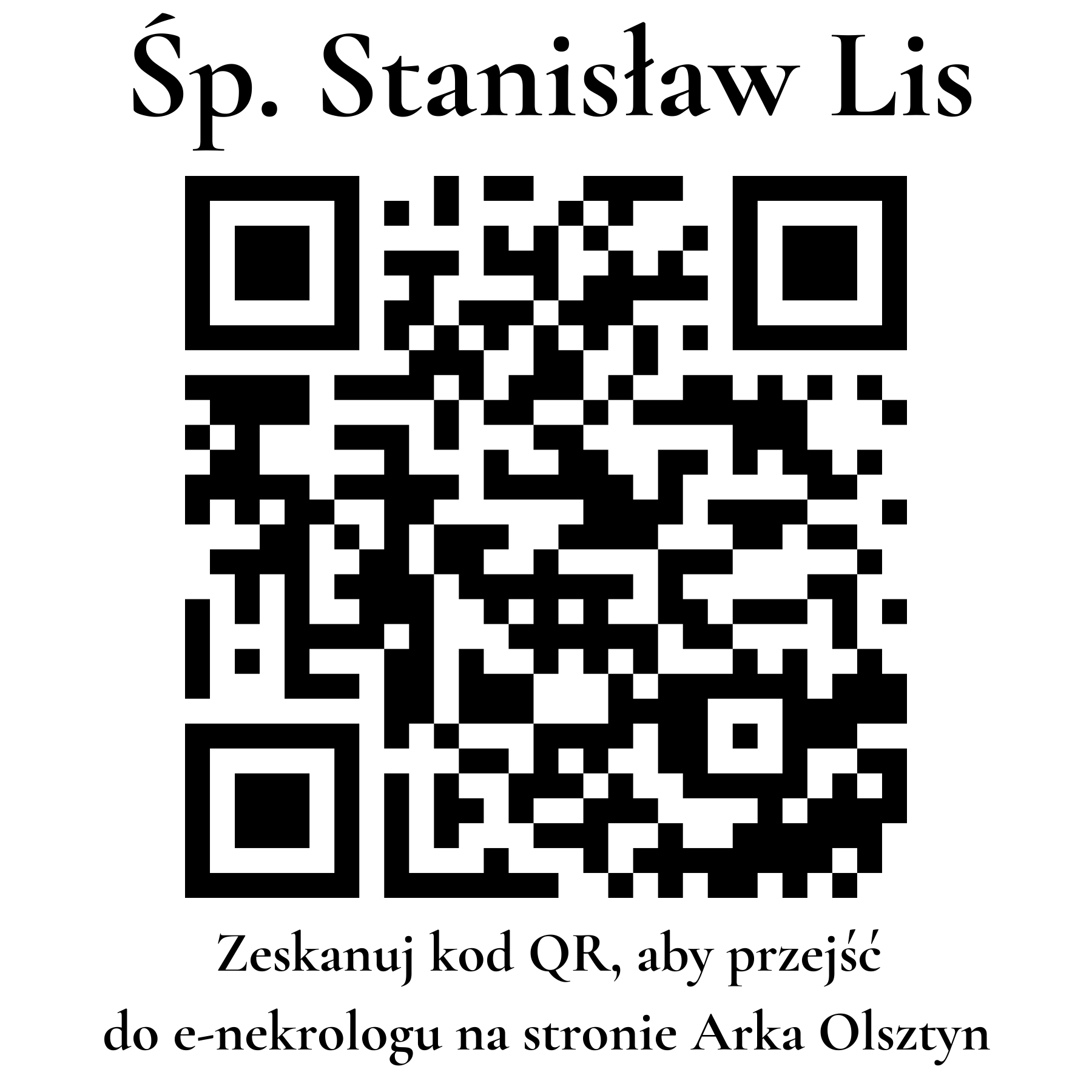 Kod QR do nekrologu Stanisław Lis