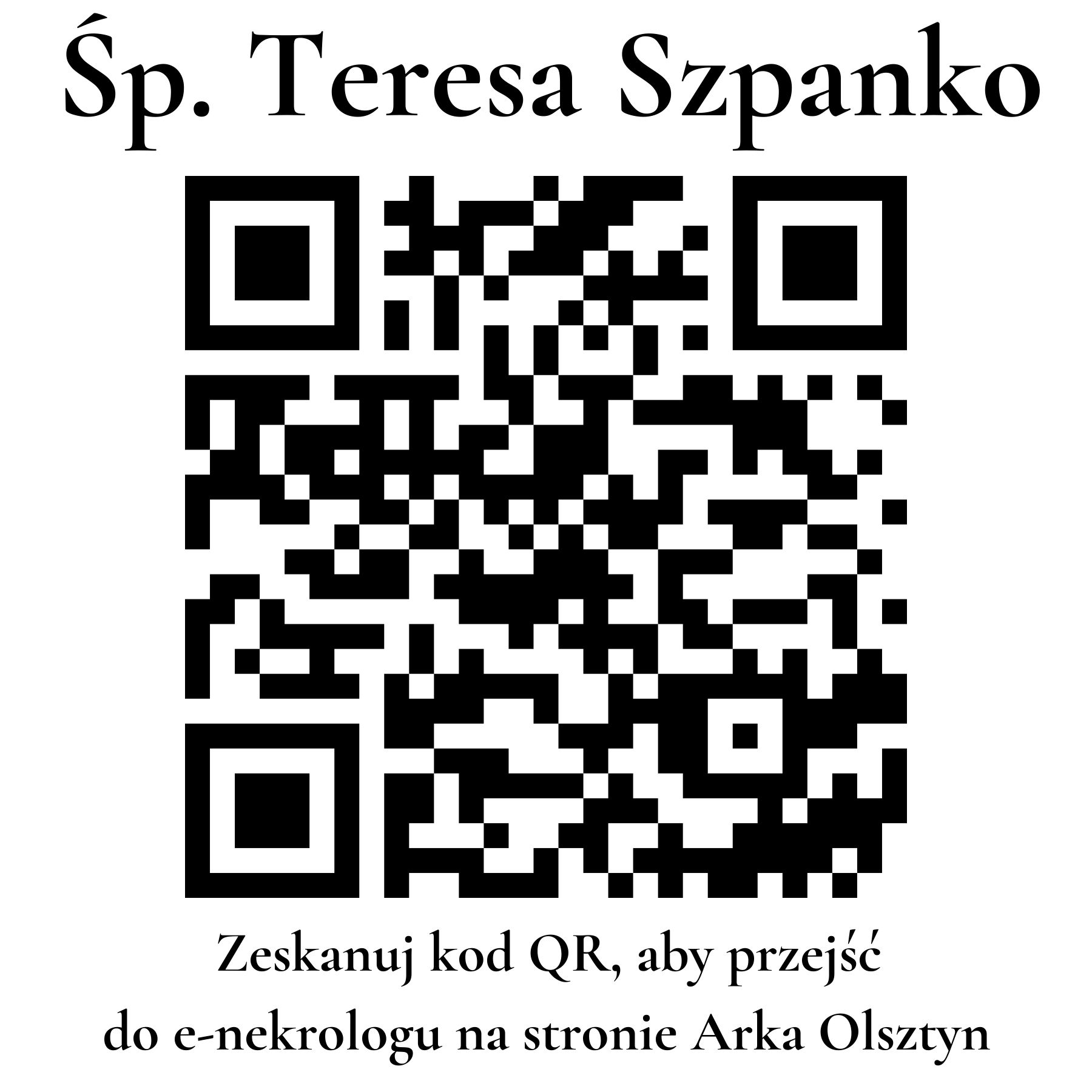 Kod QR do nekrologu Teresa Szpanko