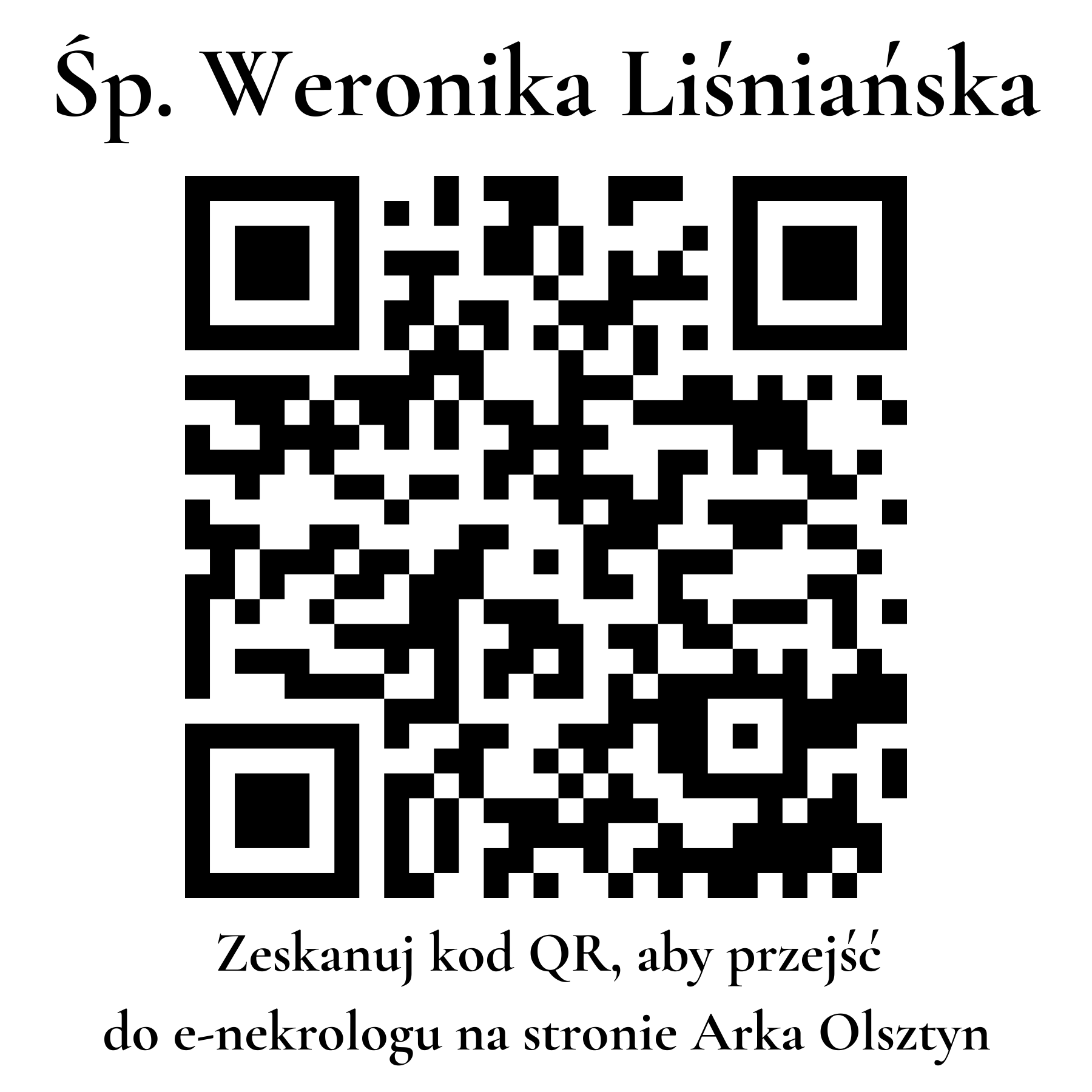 Kod QR do nekrologu Weronika Liśniańska