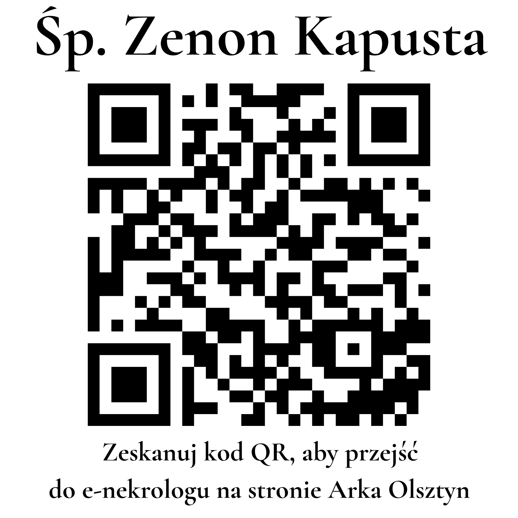 Kod QR do nekrologu Zenon Kapusta