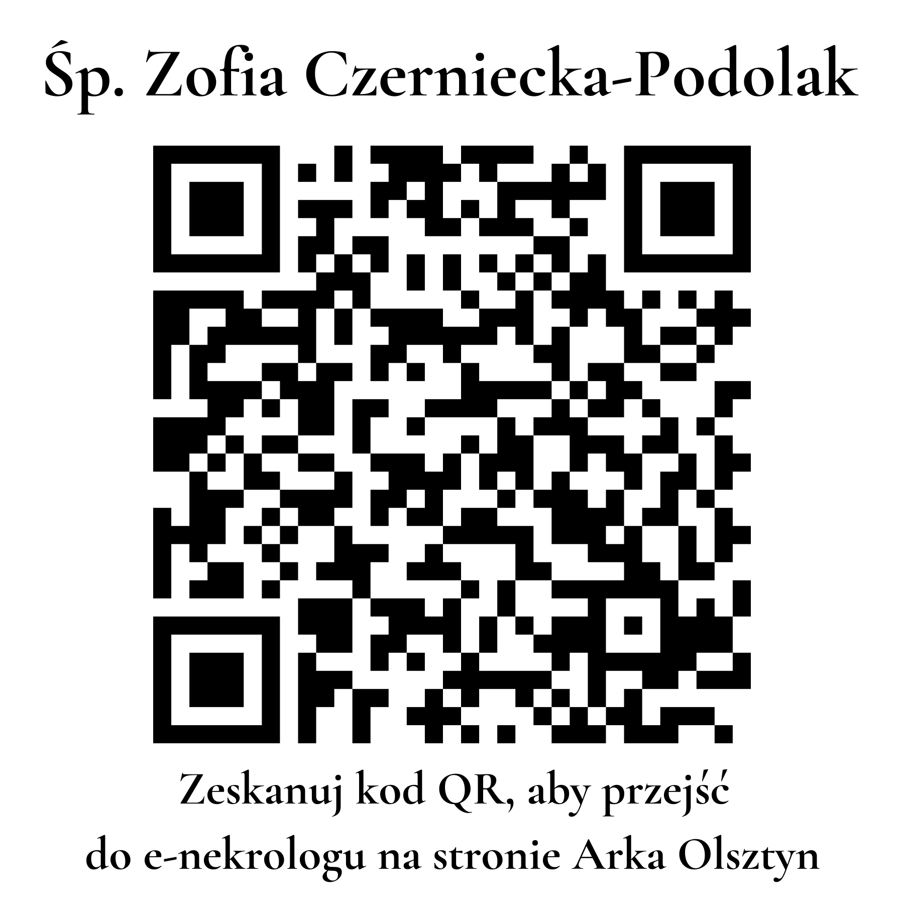 Kod QR do nekrologu Zofia Czerniecka-Podolak